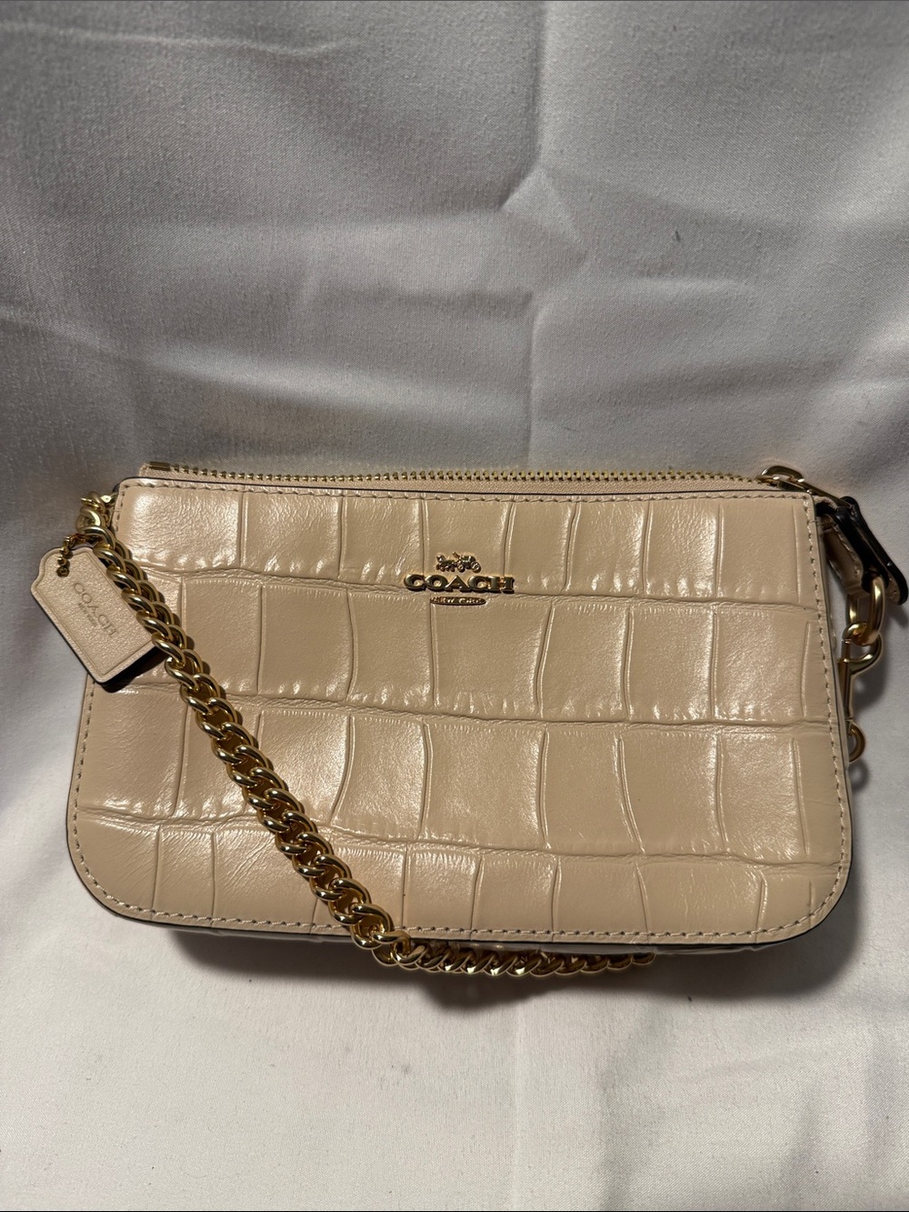 Coach Nolita 19 Convertible Purse in Gold/Ivory Leather CN382